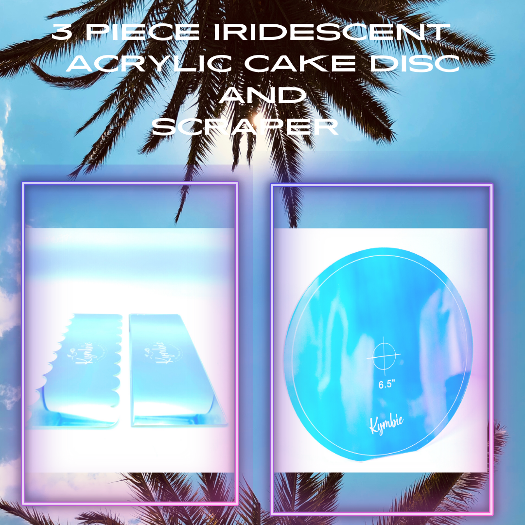 Kymbie® 3 Piece Iridescent Acrylic Cake Disc and Scraper Set